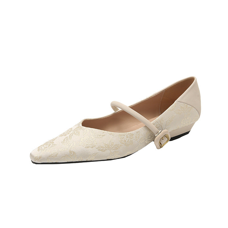 New Premium Satin Retro Pointed-Toe Single-Strap Women's Shoes
