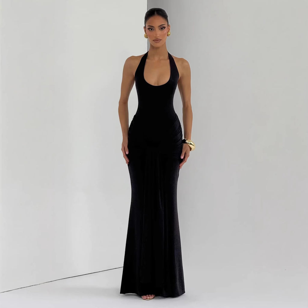 Women's U-Neck Ribbon Bodycon Dress
