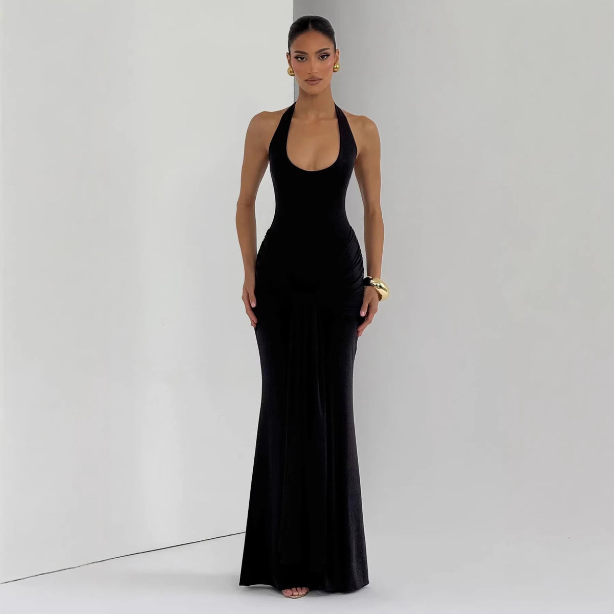 Women's U-Neck Ribbon Bodycon Dress