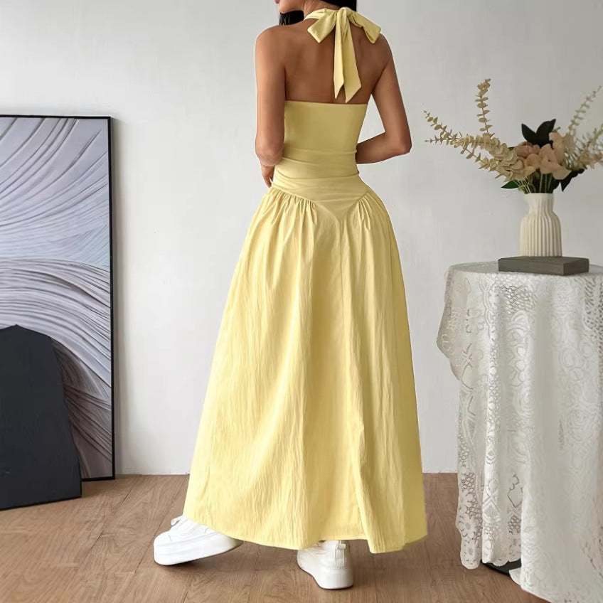 Elegant Deep V-Neck Backless Dress