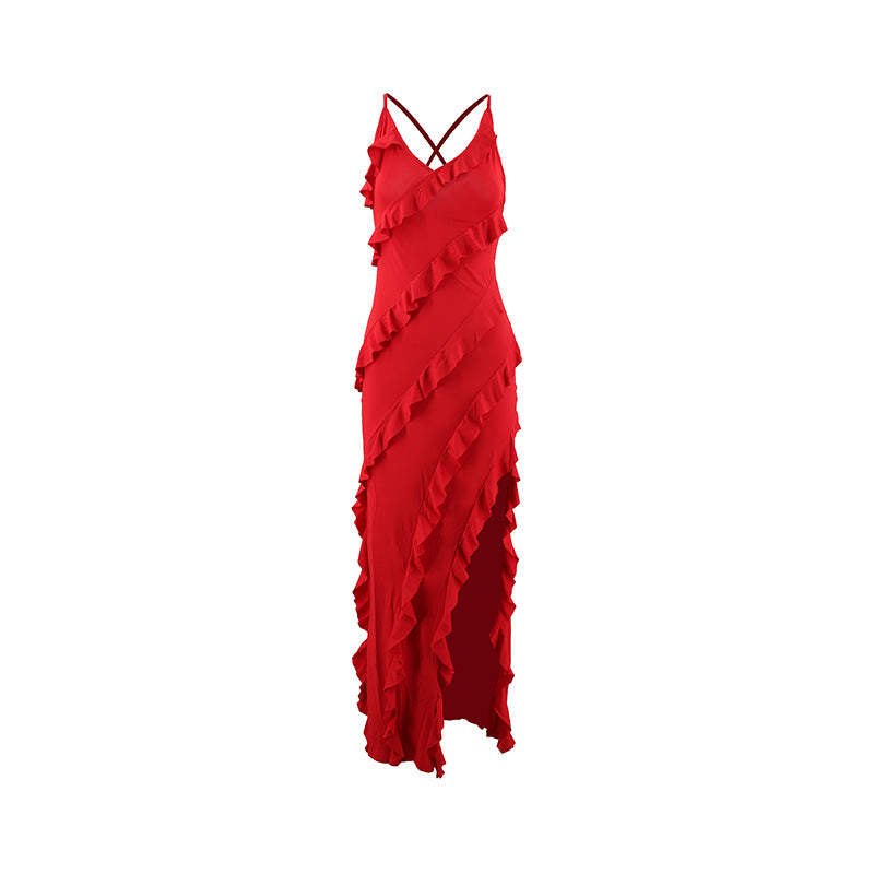 Sexy V-Neck Spaghetti Strap Backless Dress