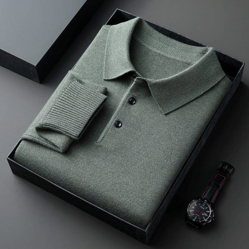 Mens Wool Blend Knitted Polo Shirt