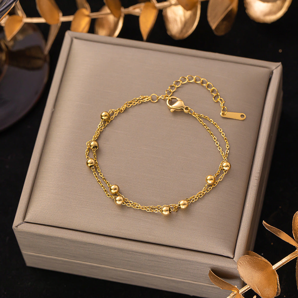 Women's Titanium Steel Inlaid Charm Bracelet Versatile Fashion Jewelry