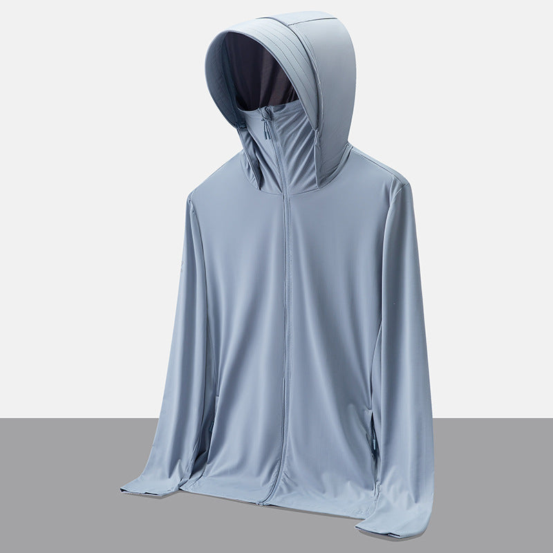 UPF50+ Ice Silk Cooling UV Protection Hooded Jacket Couple Matching Outdoor Sport Coat
