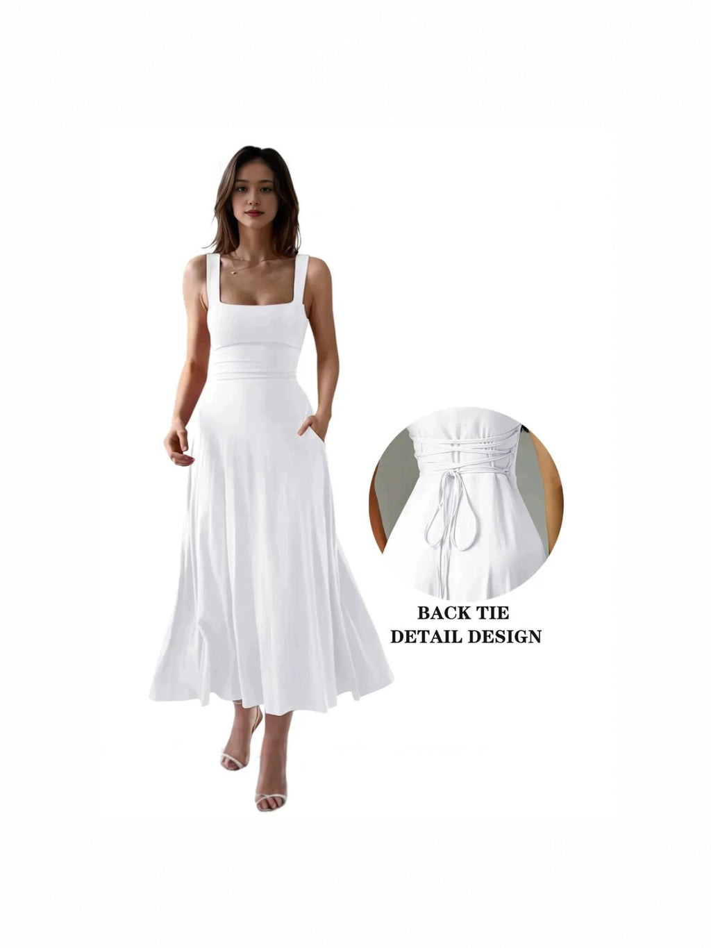 Elegant Square Neck Chiffon Dress