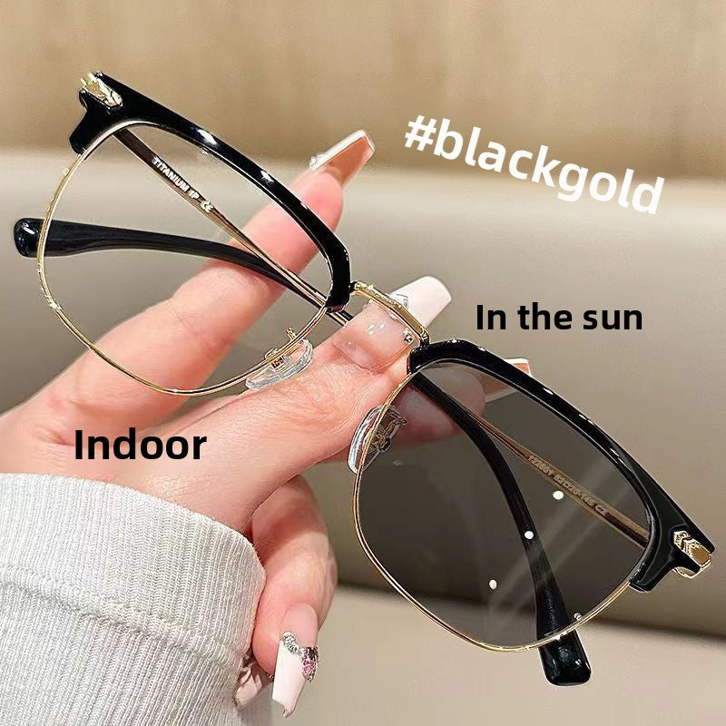 Photochromic Anti-Blue Light Half-Frame Sunglasses