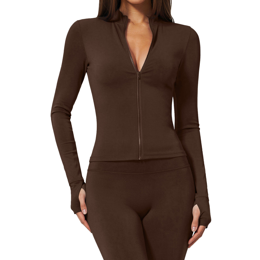 Womens High-Neck Fitness Long Sleeve Top