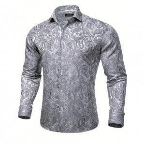 Printed Long-sleeved Men's Top Slim-fit Casual Shirt