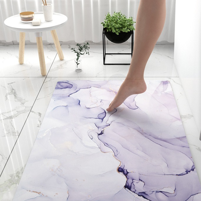 Marble Pattern Bathroom Floor Mat Soft Diatomaceous Earth Non-Slip Quick Drying Mat