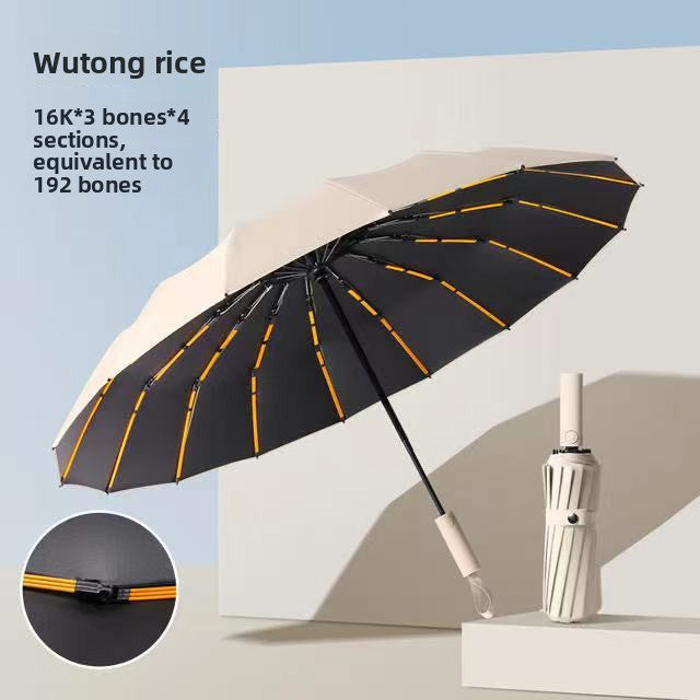 Fully Automatic Vinyl-Coated Tri-Fold Sun and Rain Umbrella