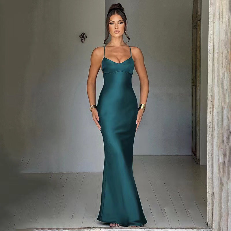 Satin Backless Evening Dress