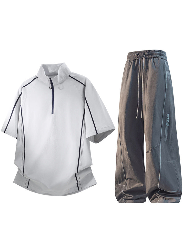 Mens Athletic Half Zip Sportswear Set