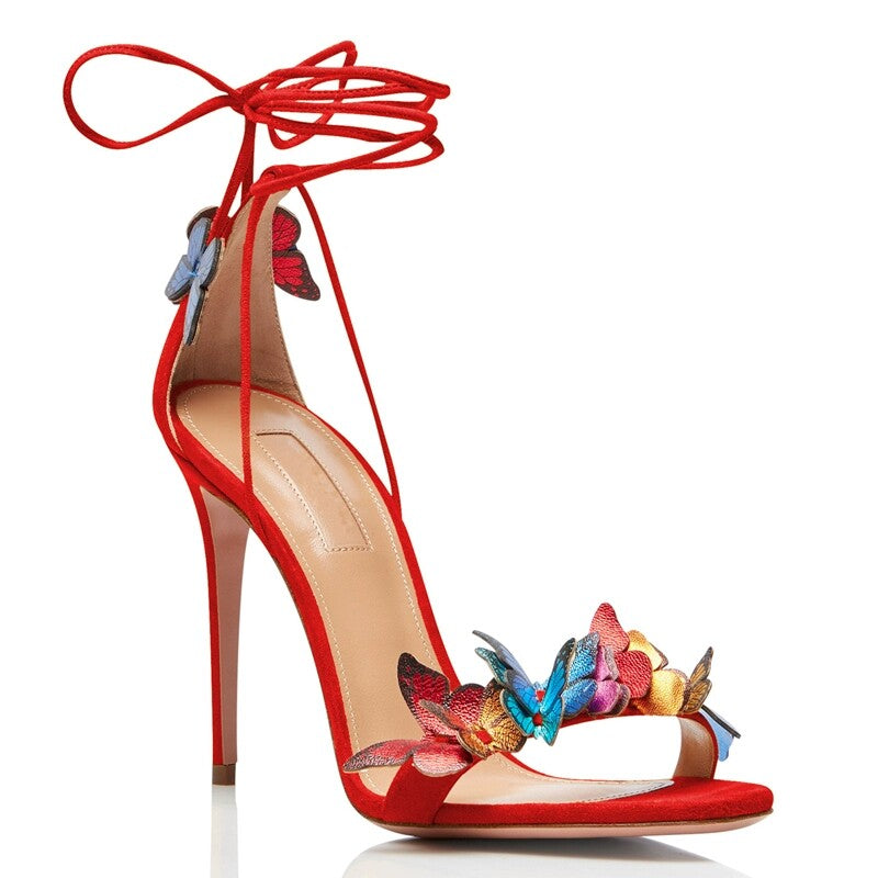 Strappy Butterfly High-Heeled Sandals
