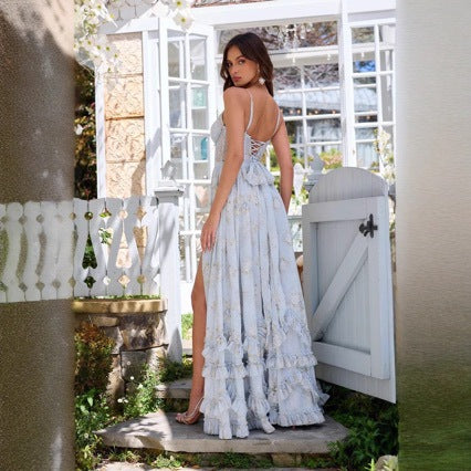 Women's Strapless Chiffon Maxi Dress