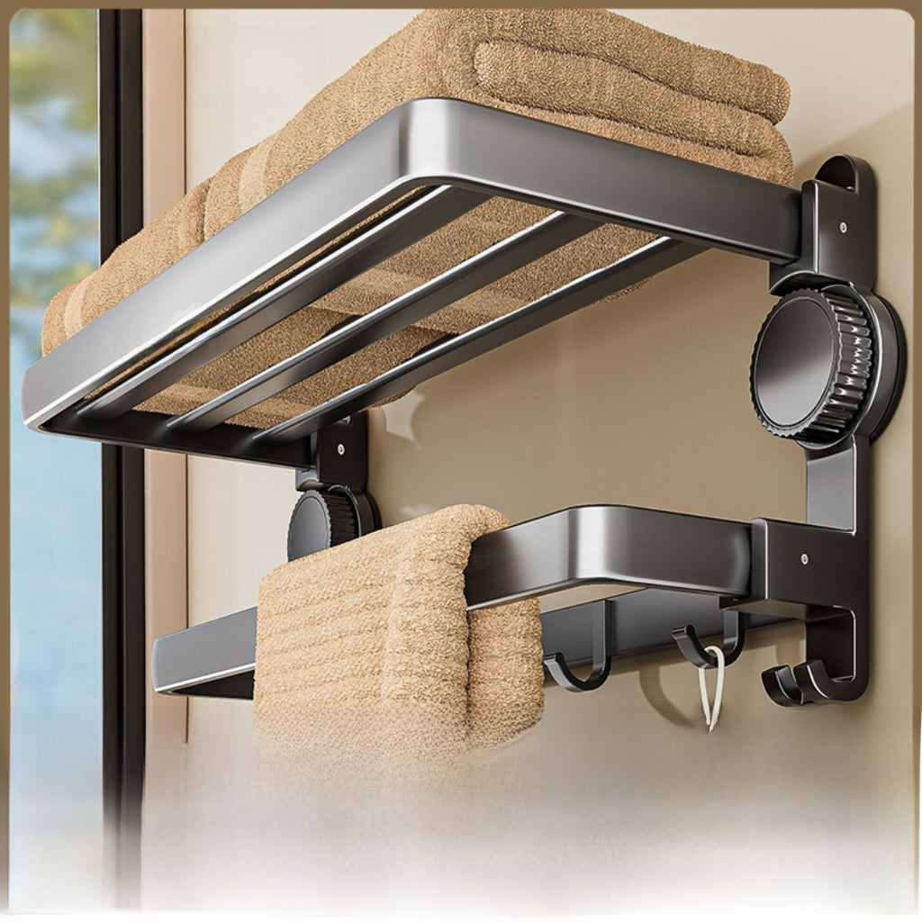 Suction Cup Bathroom Towel Rack with Hanging Rod
