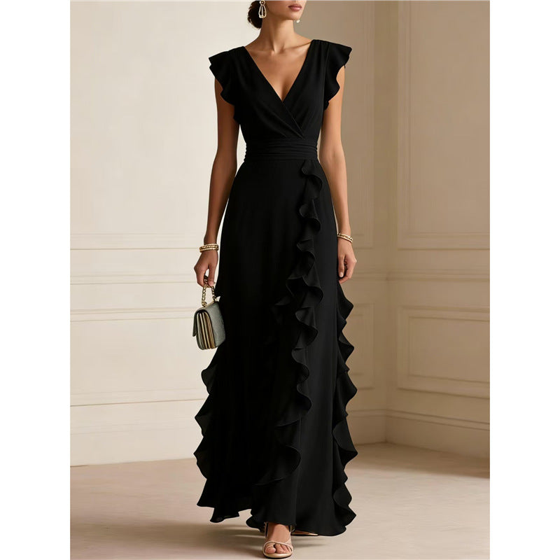 Summer Sleeveless V-Neck Pleated Dress