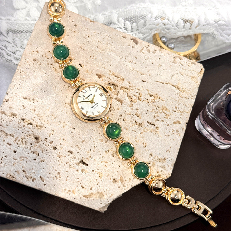 Vintage Gemstone Beaded Quartz Women Watch