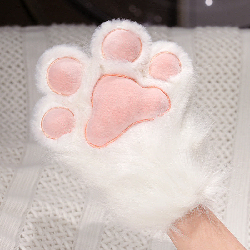 Kawaii Cat Paw Thickened Plush Winter Gloves and Wings Costume Accessories Set