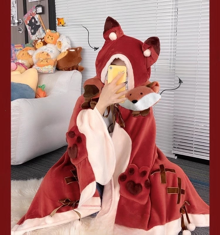 Hooded Animal Cape Blanket