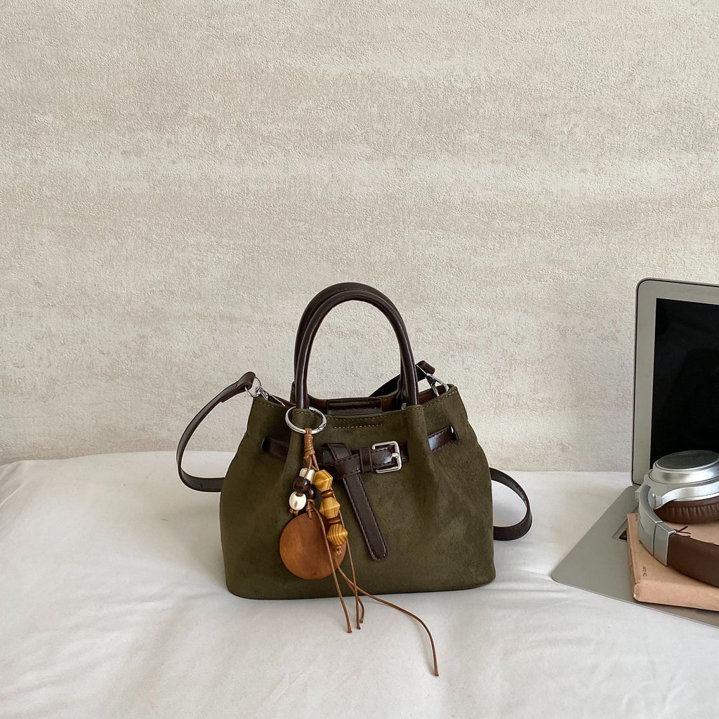 Retro Suede Crossbody Bag with Adjustable Strap