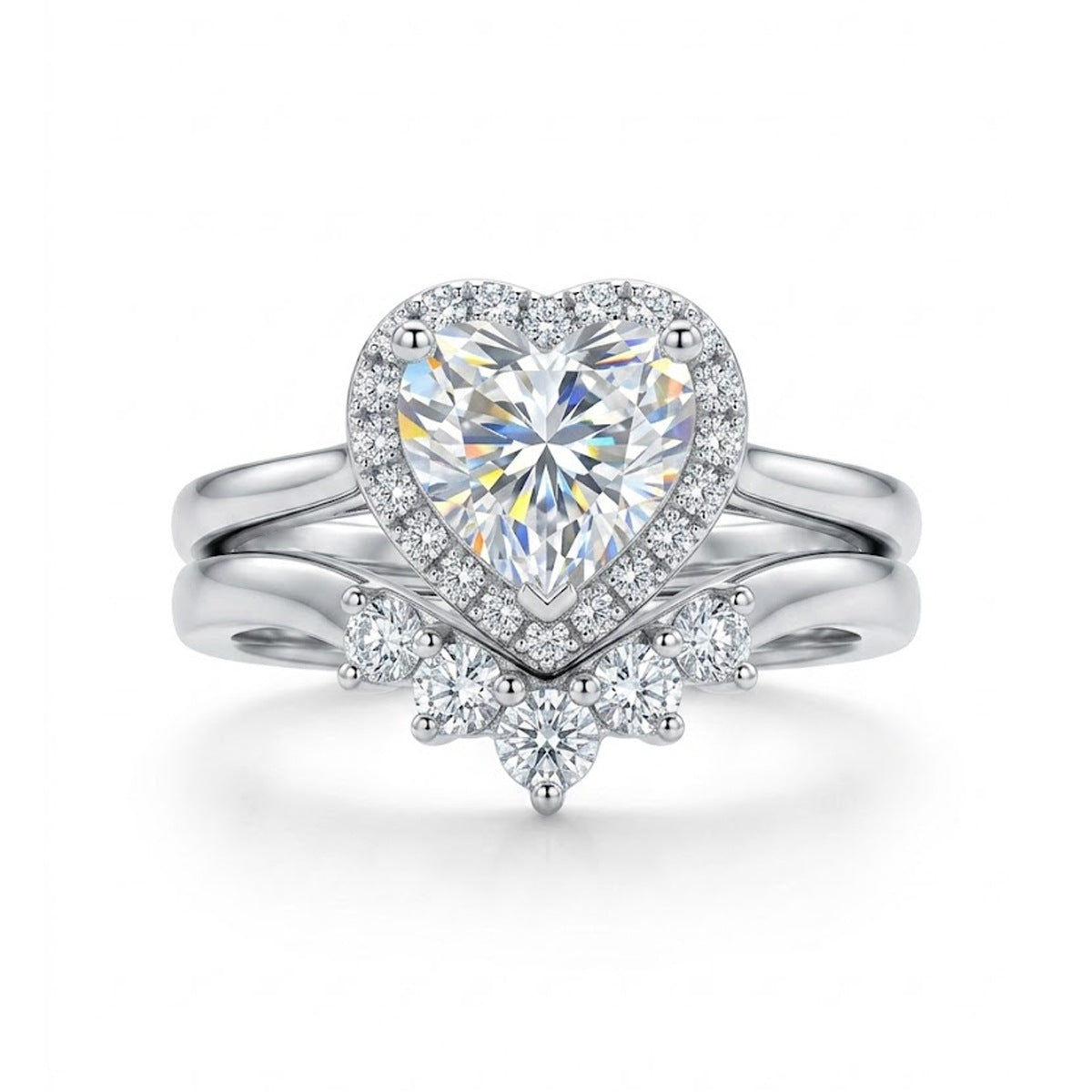 Women's heart-shaped zirconium ring