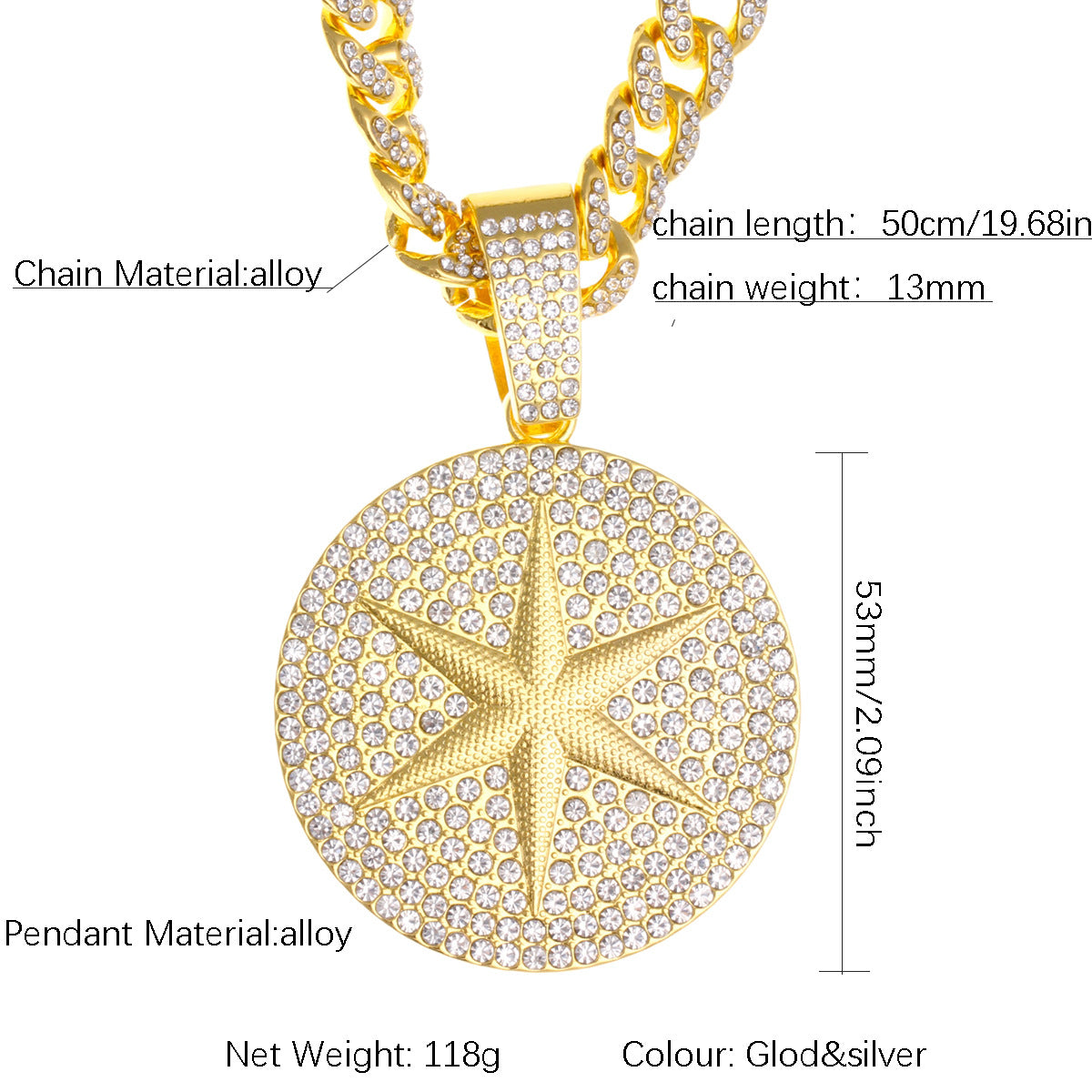 Cuban chain necklace pendant