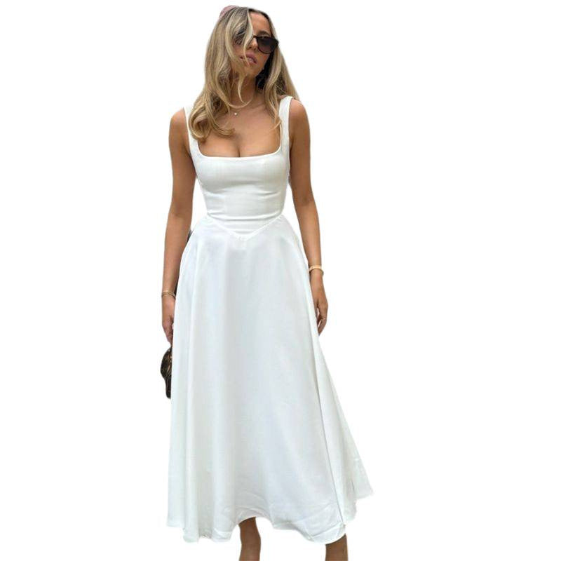 Elegant Square Neck Sleeveless Dress