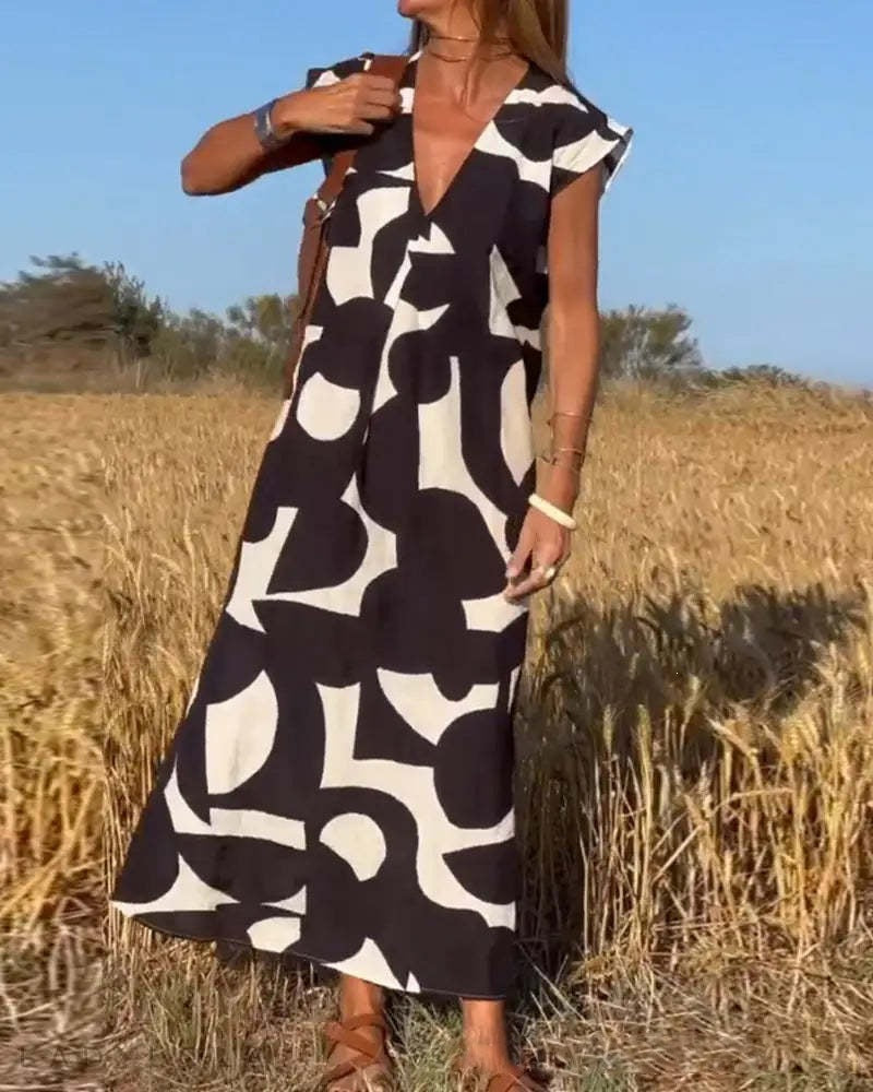 Fashion V-neck long dress for women