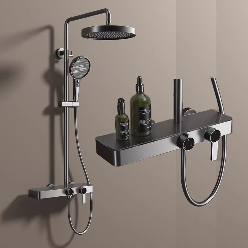 All-Copper Waterfall Pressurized Shower Set with Temperature Control