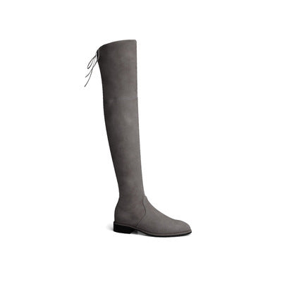Womens Over Knee Suede Boots Elastic Thick Heel