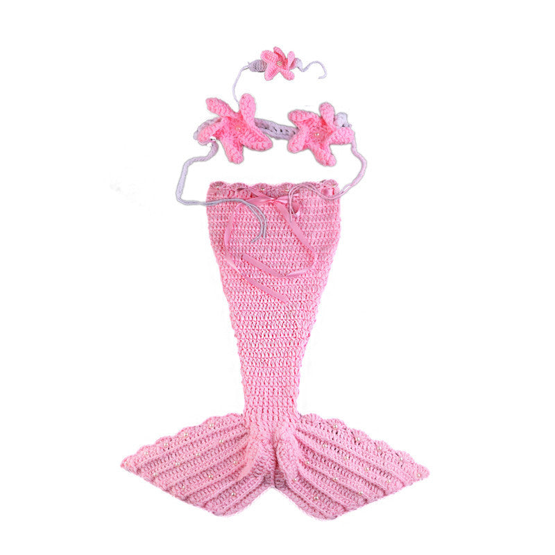 Baby Newborn Mermaid Knitted Sleeping Bag 3-Piece Set