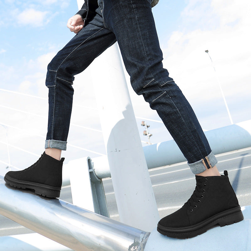 Mens Waterproof Canvas Shoes with Heightening Design