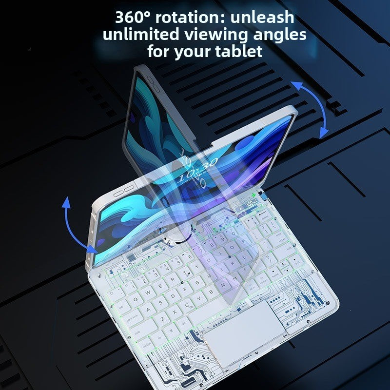 Rotating Transparent Bluetooth Keyboard Case for iPad