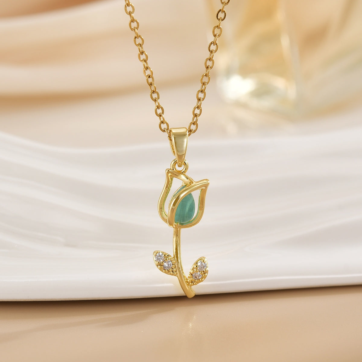 Tulip Flower Design Titanium Steel Necklace
