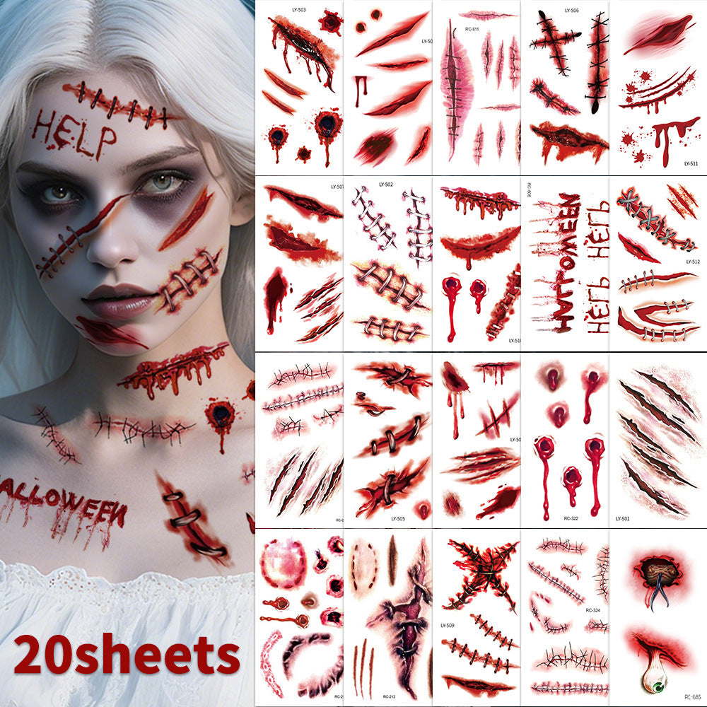 Halloween Scar Face Stickers Horror Makeup Set