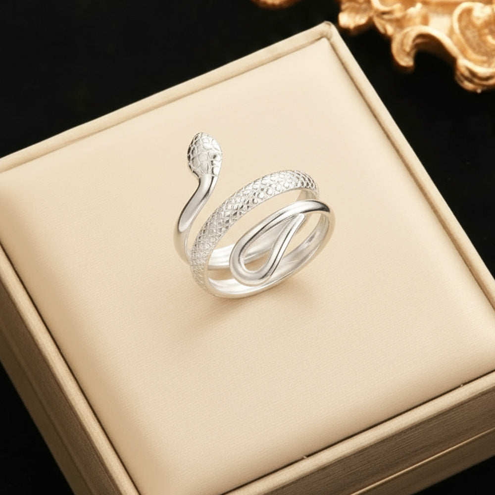 Personalized Snake-Shaped Stainless Steel Ring