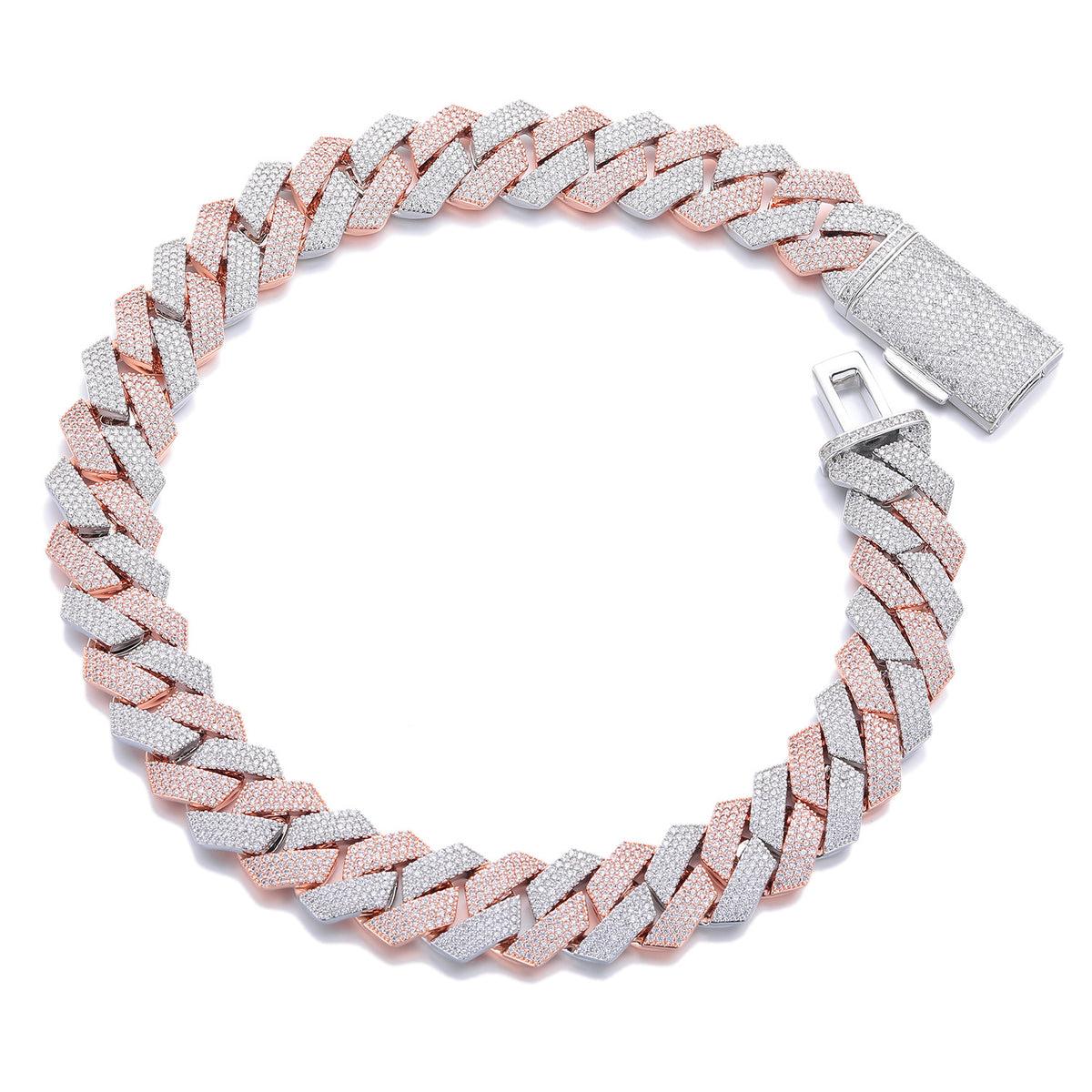 Men's Cuban Chain Zircon Necklace Geometric Pendant