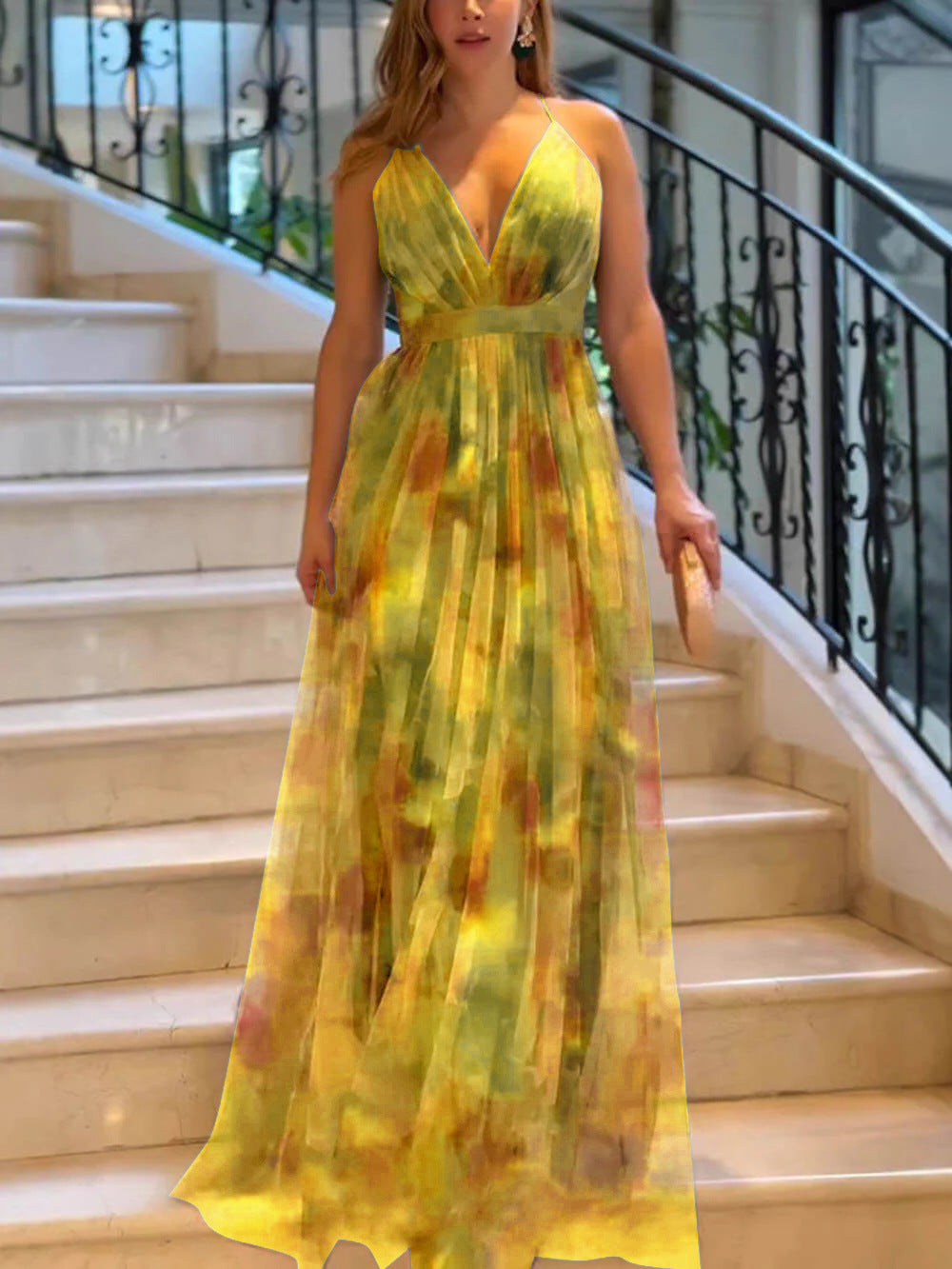 Printed Strap Dress Ins Vacation Casual Party Dress