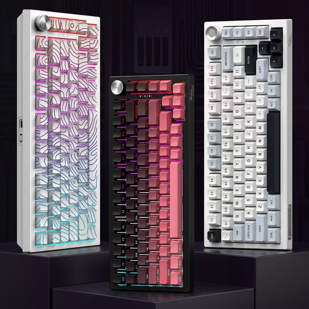 87-Key Triple Mode RGB Side-Engraved PBT Mechanical Keyboard