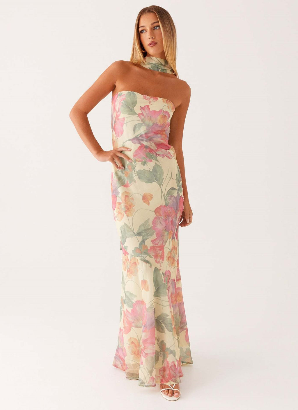 Floral Print Chiffon Bodycon Dress