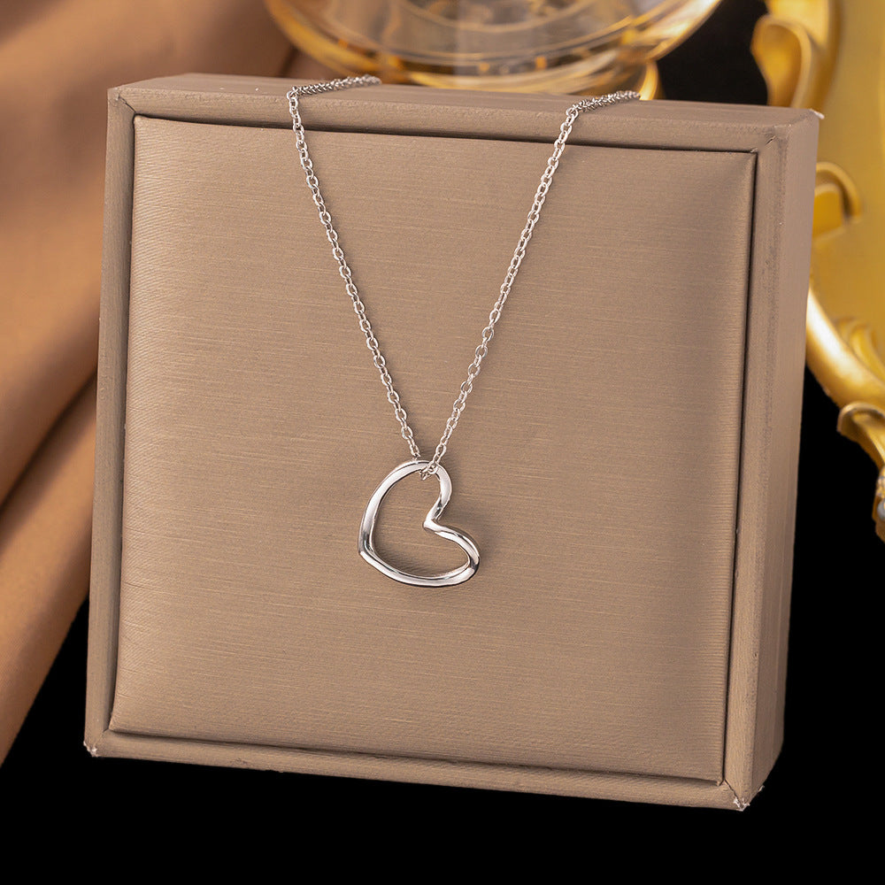Titanium Steel Heart-Shaped Necklace for Women Fashion Heart Pendant Necklace