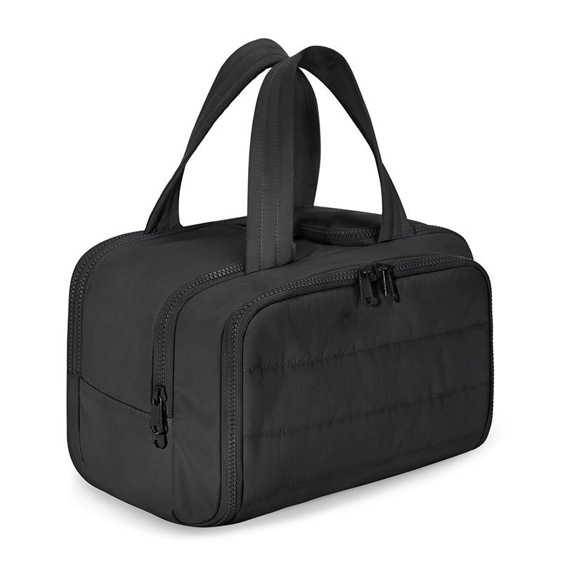 Partitioned Makeup Storage Bag with Wide Opening