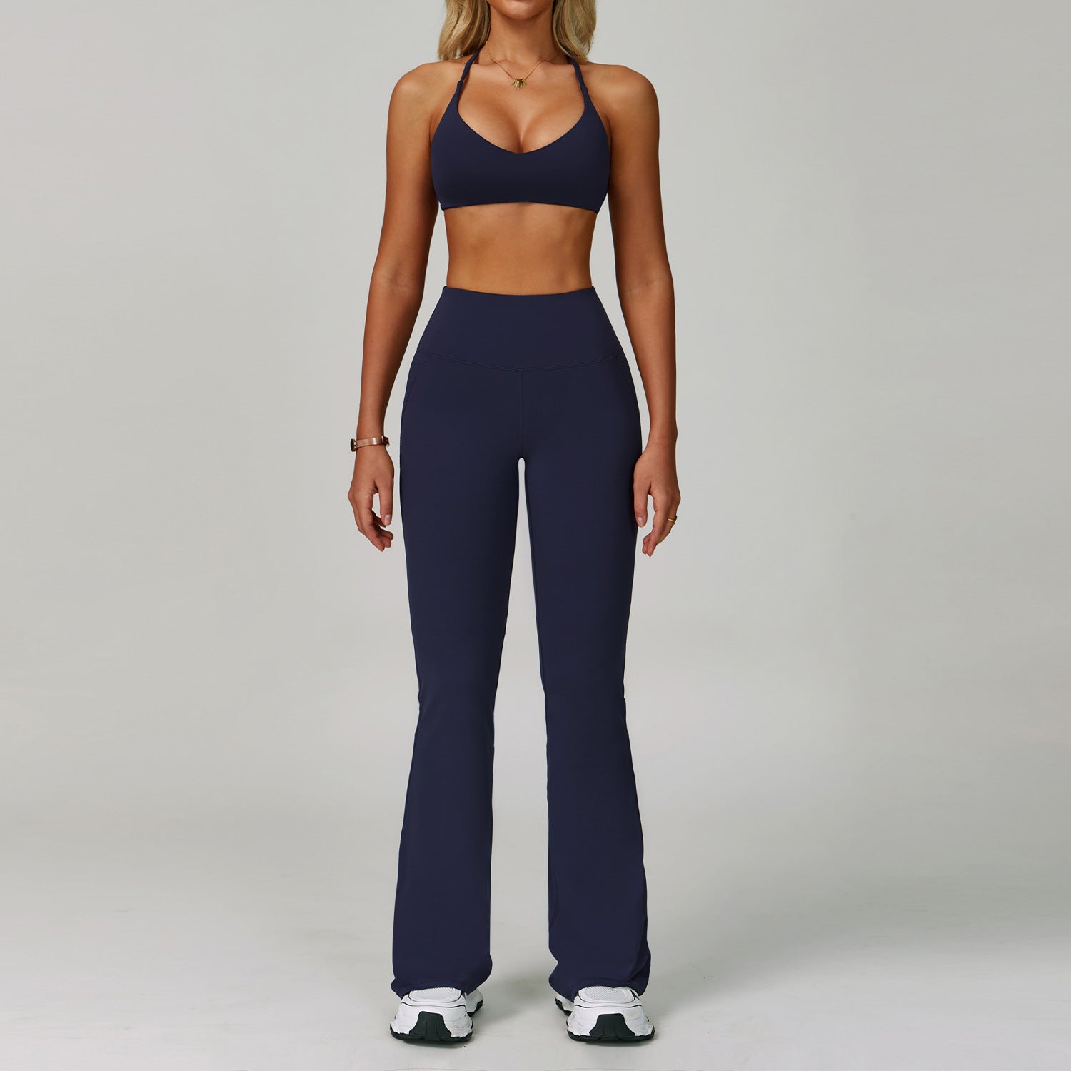 Womens Backless Yoga Fitness Set High-Intensity Sportswear