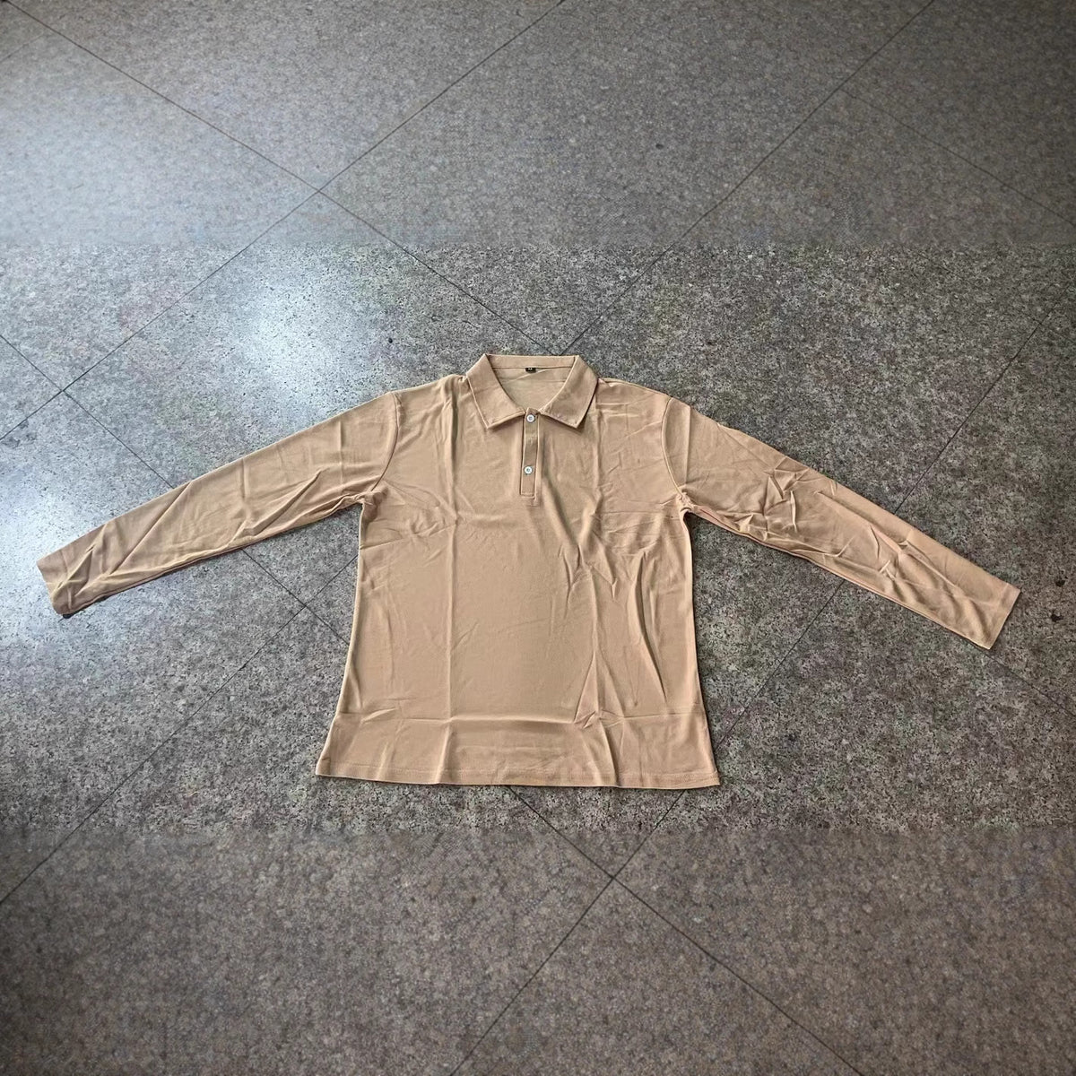 Mens Long Sleeve Solid Color Polo Shirt Casual Cotton Blend Button Down