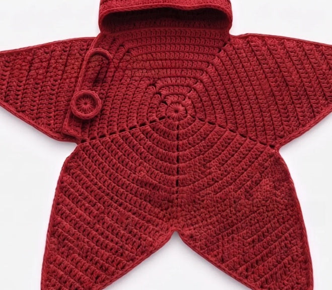 Baby Starfish Knitted Sleeping Bag Newborn Hooded Swaddle Wrap