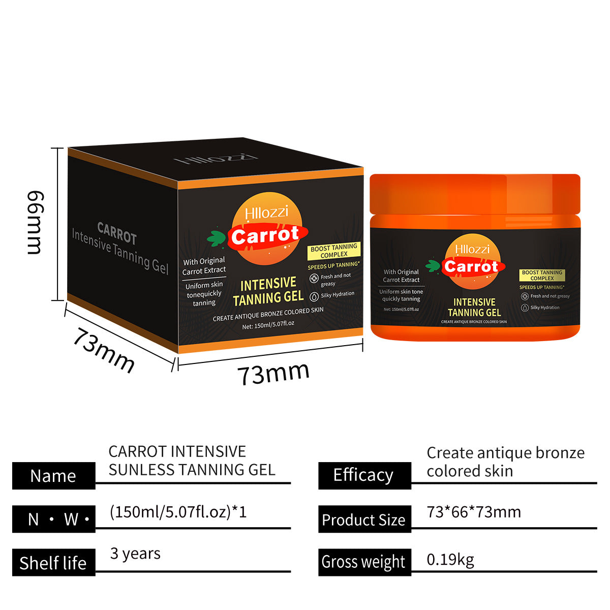 Carrot Tanning Gel Natural Self Tanning Moisturizer