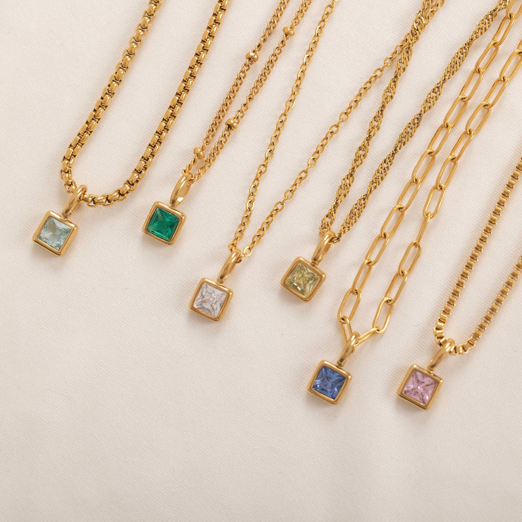 Customizable Birthstone Zircon Pendant Necklace
