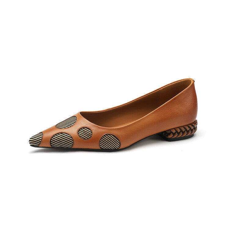 Womens Sheepskin Square Heel Flat Shoes