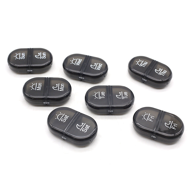 14 Compartment Weekly Pill Organizer with Leather Case