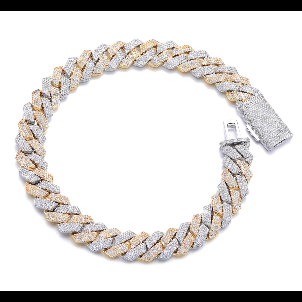 Men's Cuban Chain Zircon Necklace Geometric Pendant